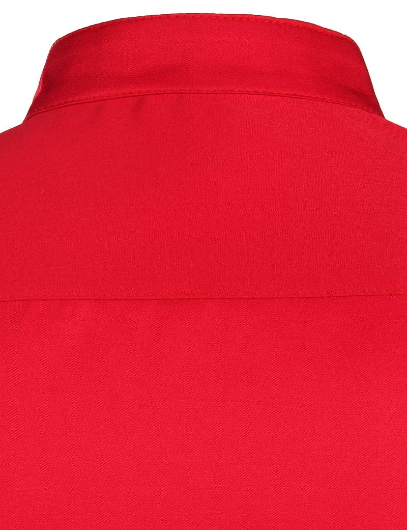 ZEROYAA Men's Banded Collar Slim Fit Long Sleeve Casual Button Down Dress Shirts with Pocket ZLCL09 Red X-Large - Image 5